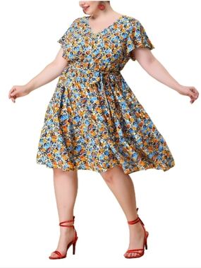 Agnes Orinda V-Neck Elastic Waist Summer Dress